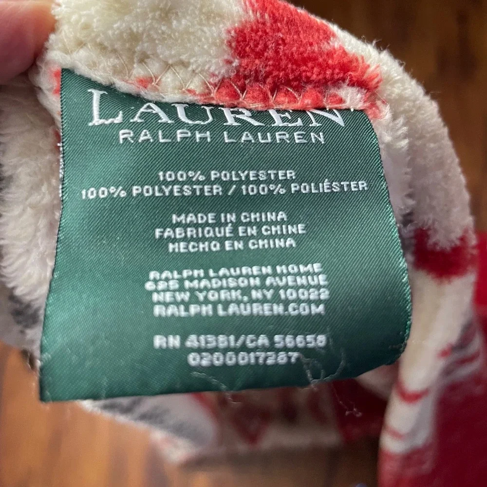 Lauren Ralph Lauren Fair Isle Throw Blanket 57x67 Red Nordic Holiday Fleece